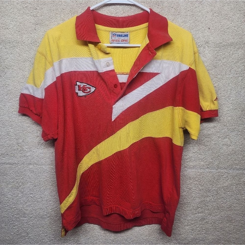 Vintage NFL Kansas City Chiefs Pro Line Apex One Polo Red White Size Medium Mens